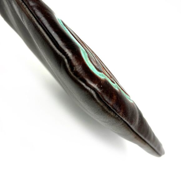 Patricia Nash Cassini Tooled Brown Turquoise Leather Wristlet - Picture 4 of 7